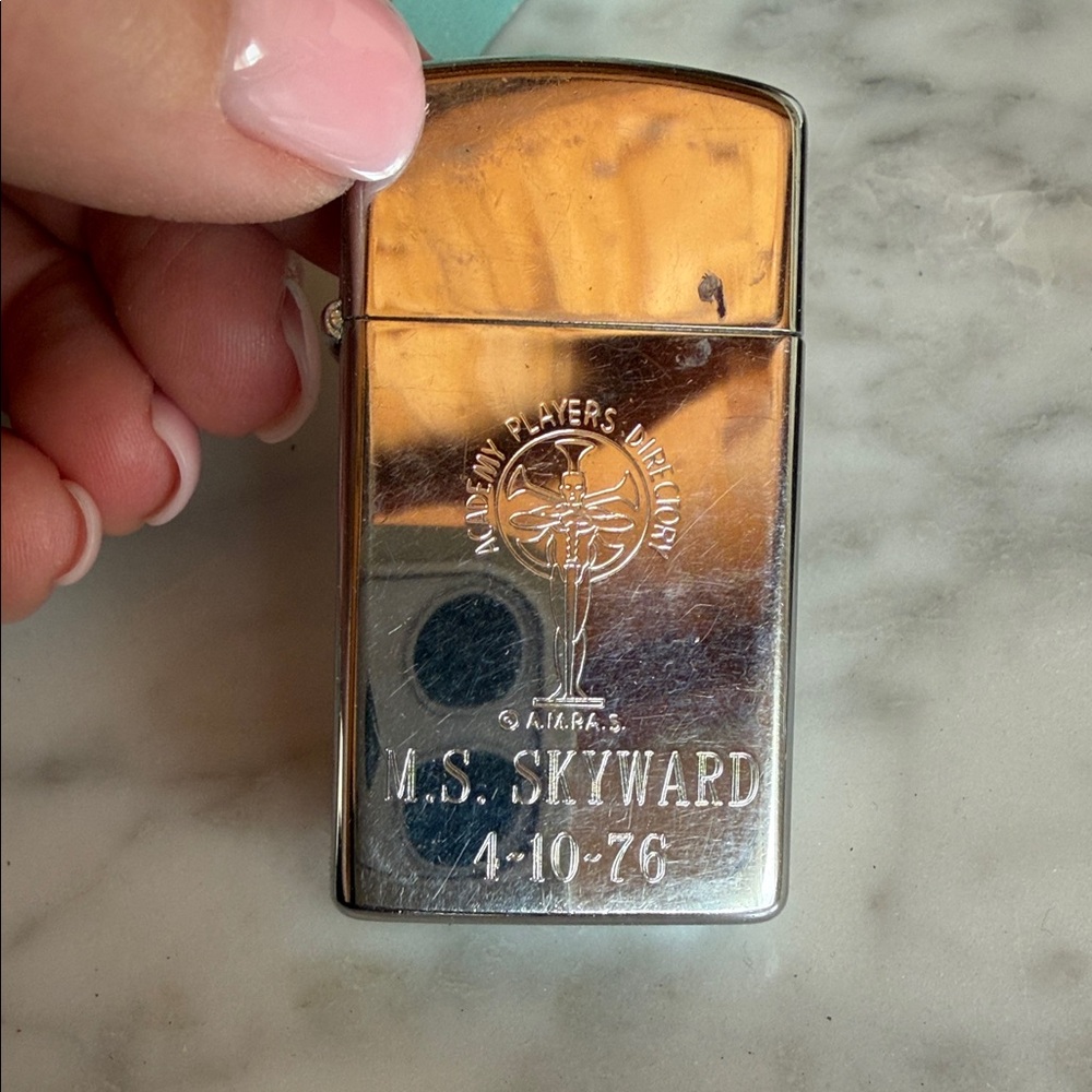 Zippo Engraved Silver Lighter with Emblem - M.S. Skyward